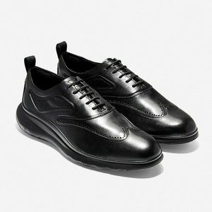 Cole Haan Men's ZeroGrand Black Leather Wingtip Oxford Dress Shoes 11.5M…